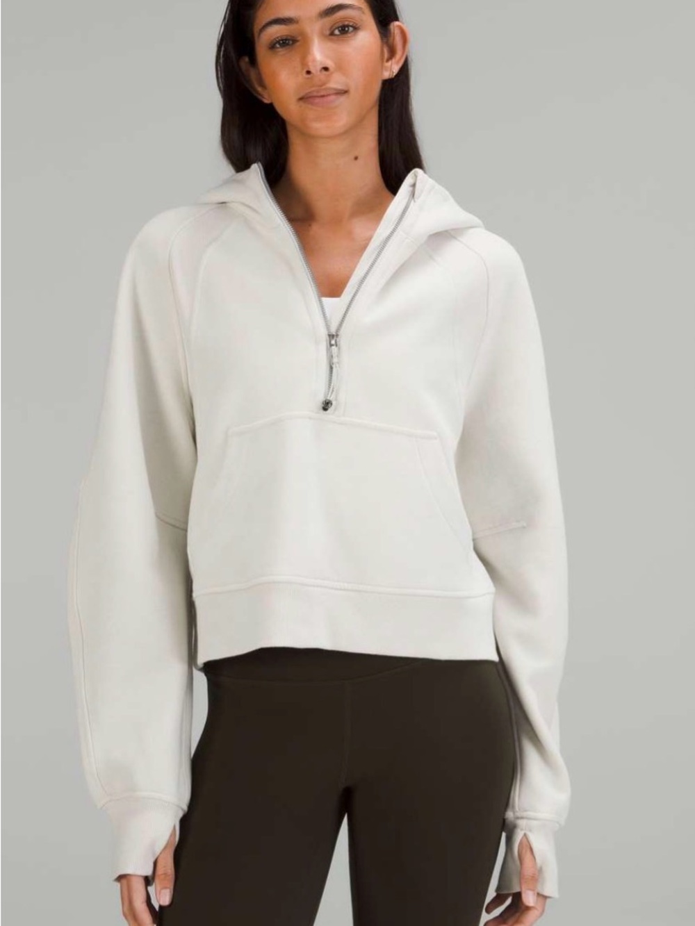 lululemon athletica Cropped Half-Zip Scuba in Bone